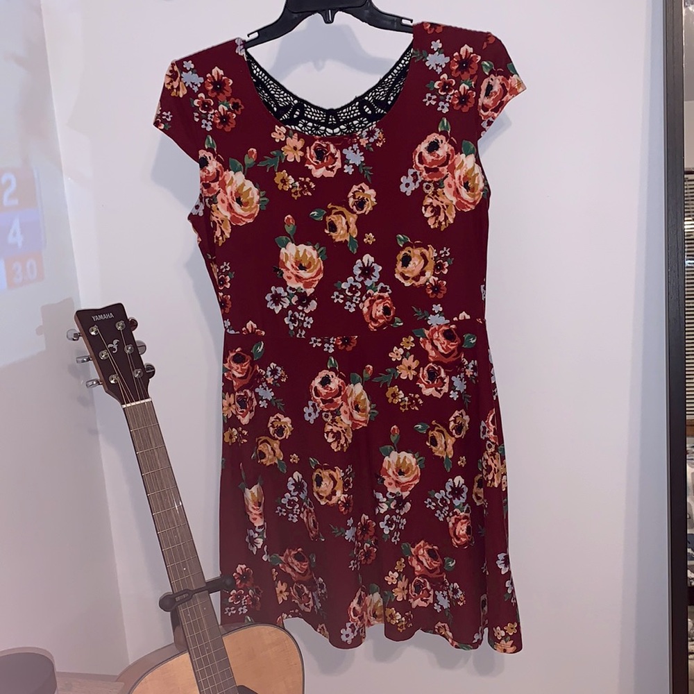 Maroon floral dress